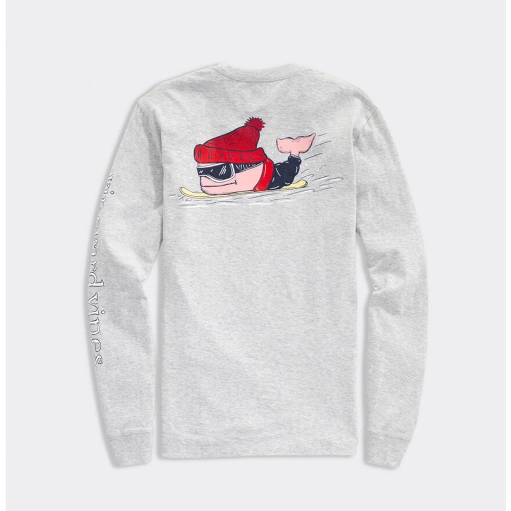 Snowboard Whale Long-Sleeve Pocket Tee